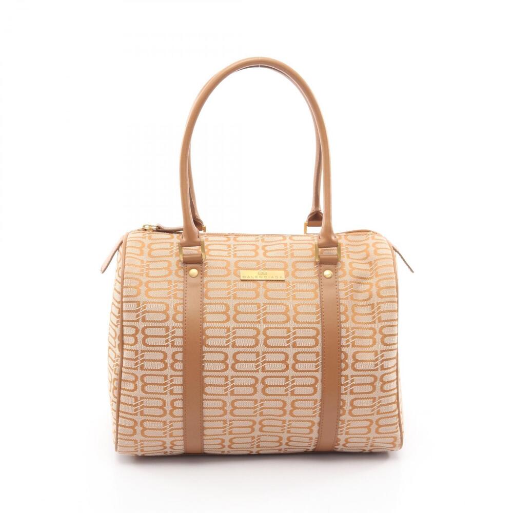 Balenciaga Handbag canvas leather beige brown